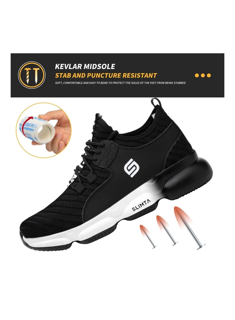 SLIMTA Men Women Safety Shoes Non-Slip Steel Toe Cap Trainers Mesh Breathable Lightweight Comfortable Puncture Proof Industrial Shoes - Image 3